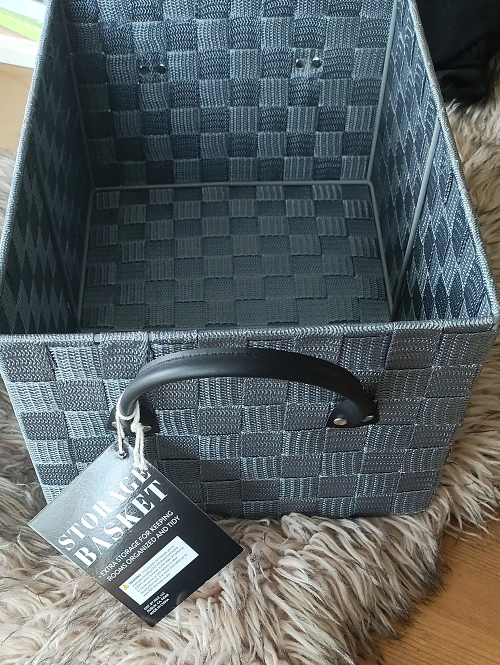 Gray Woven Storage Basket with Handle - Home Accents